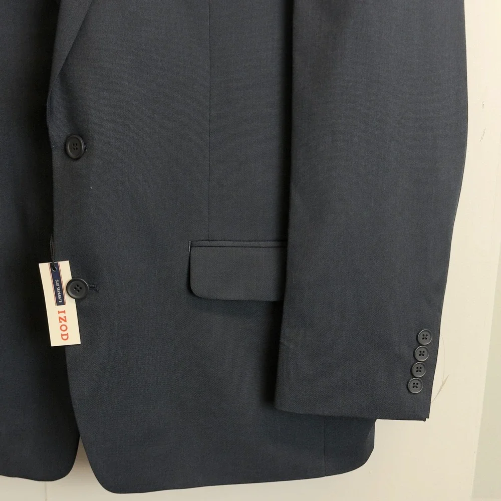 NEW IZOD Mens Suit Separate Blazer Navy Blue 2-Button Jacket 44R